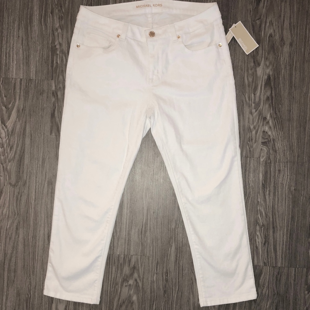 NWT Michael Kors Cropped White Jeans